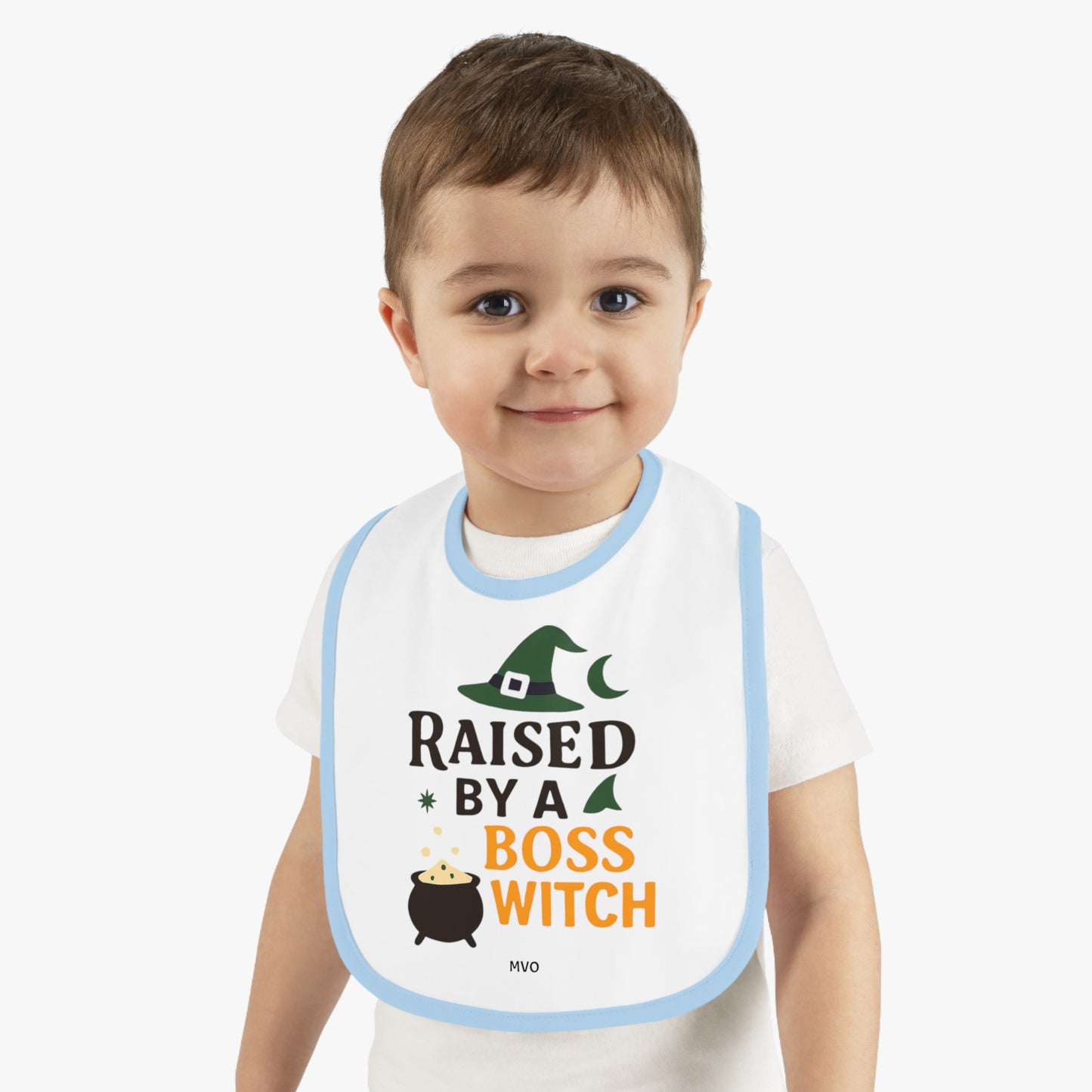 Raised by a Boss Witch | Halloween Themed Baby Bib