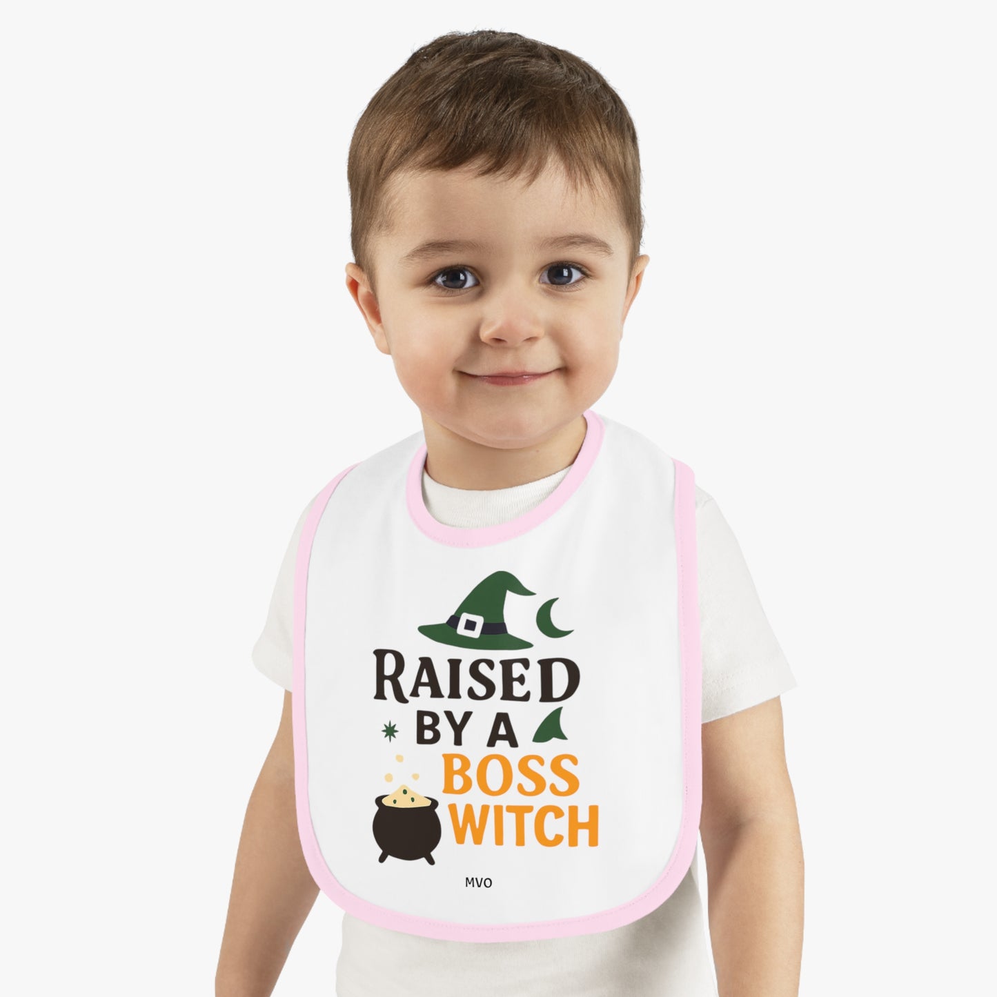 Raised by a Boss Witch | Halloween Themed Baby Bib