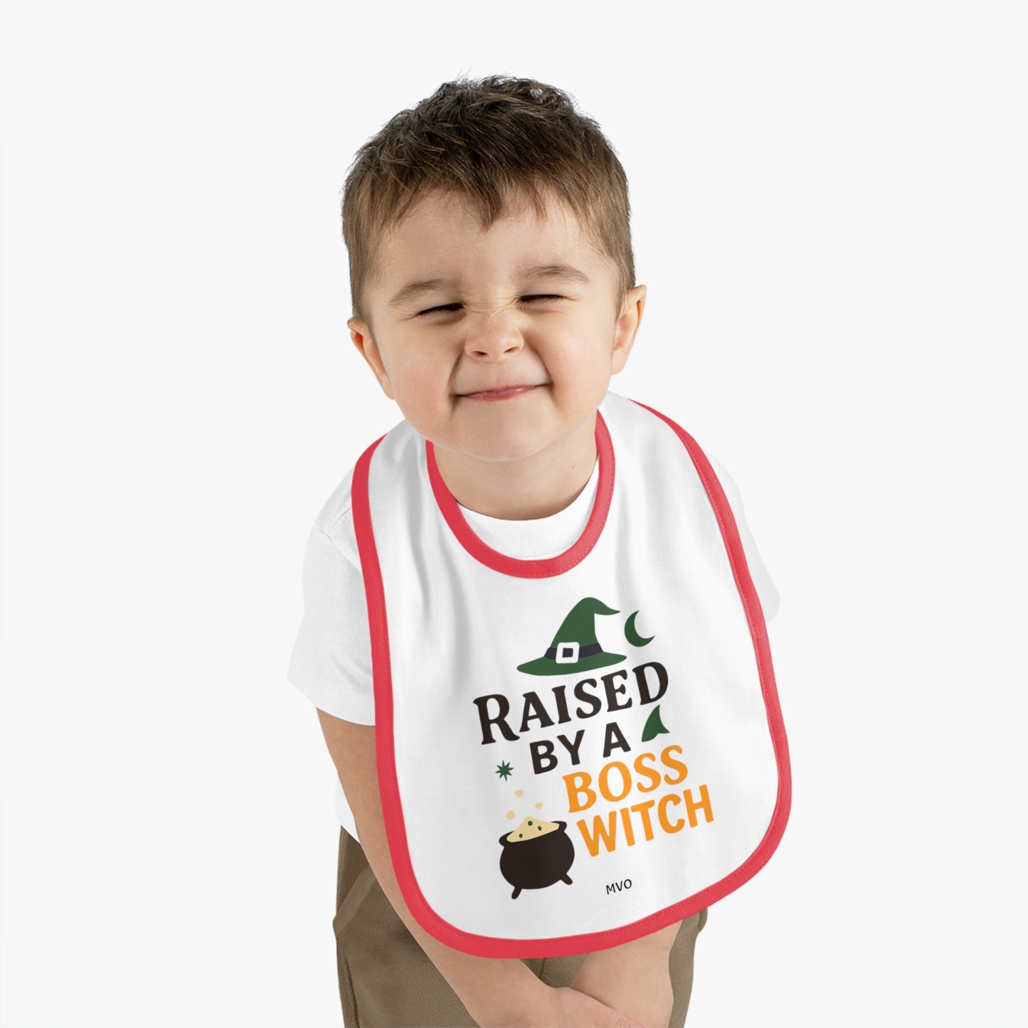 Raised by a Boss Witch | Halloween Themed Baby Bib