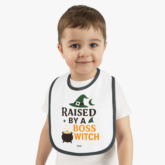 Raised by a Boss Witch | Halloween Themed Baby Bib