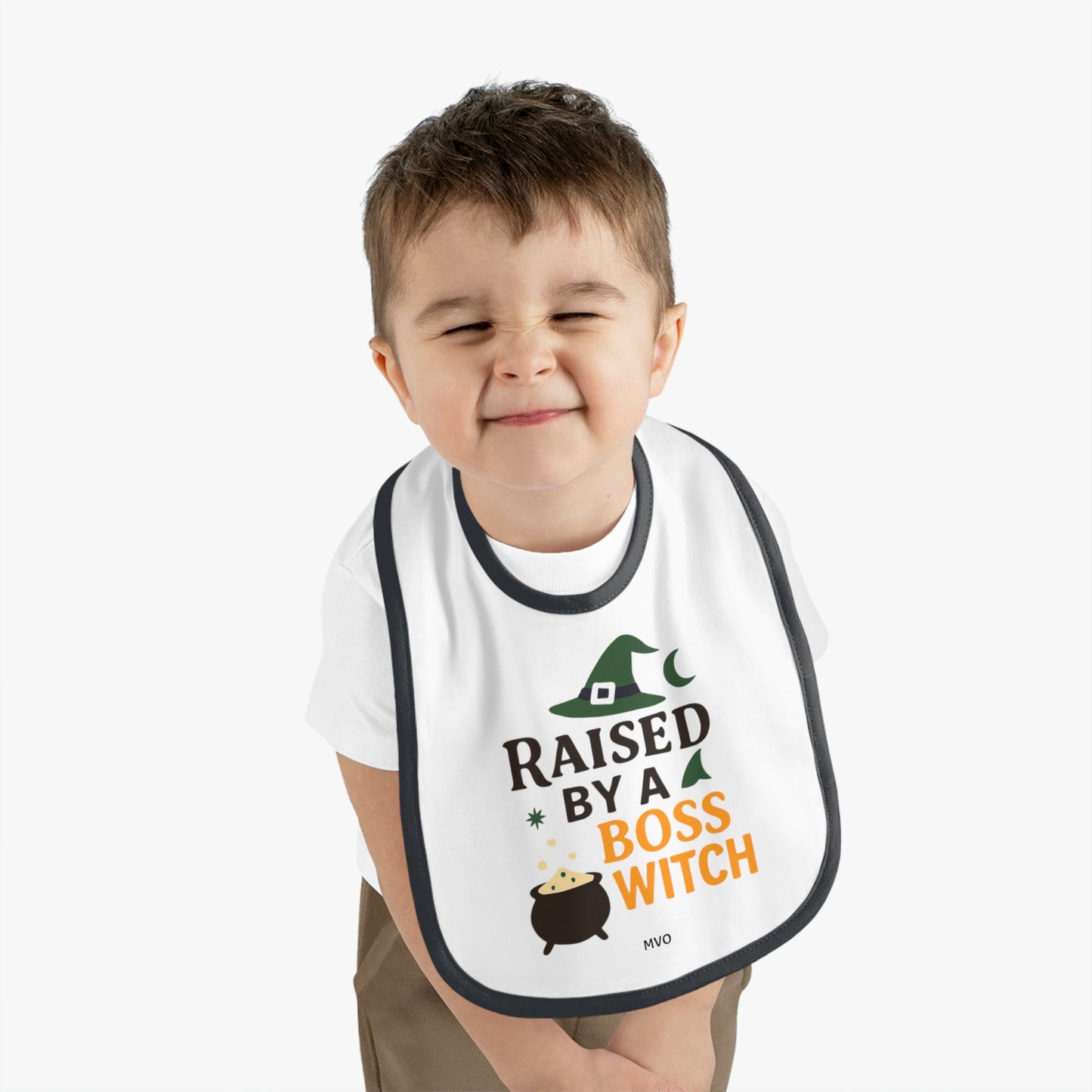Raised by a Boss Witch | Halloween Themed Baby Bib