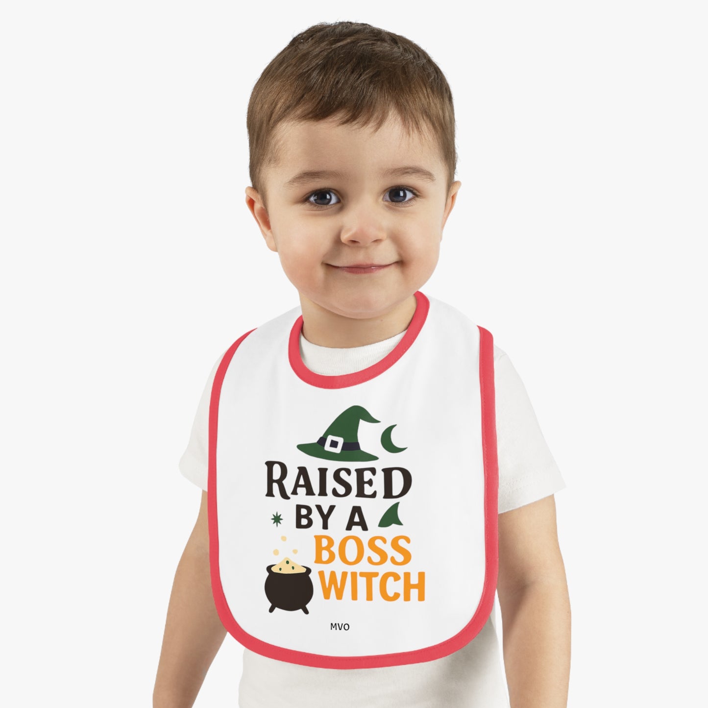 Raised by a Boss Witch | Halloween Themed Baby Bib