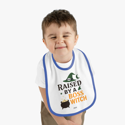 Raised by a Boss Witch | Halloween Themed Baby Bib