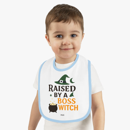 Raised by a Boss Witch | Halloween Themed Baby Bib