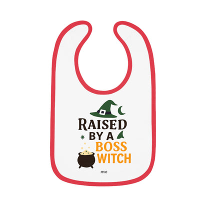 Raised by a Boss Witch | Halloween Themed Baby Bib
