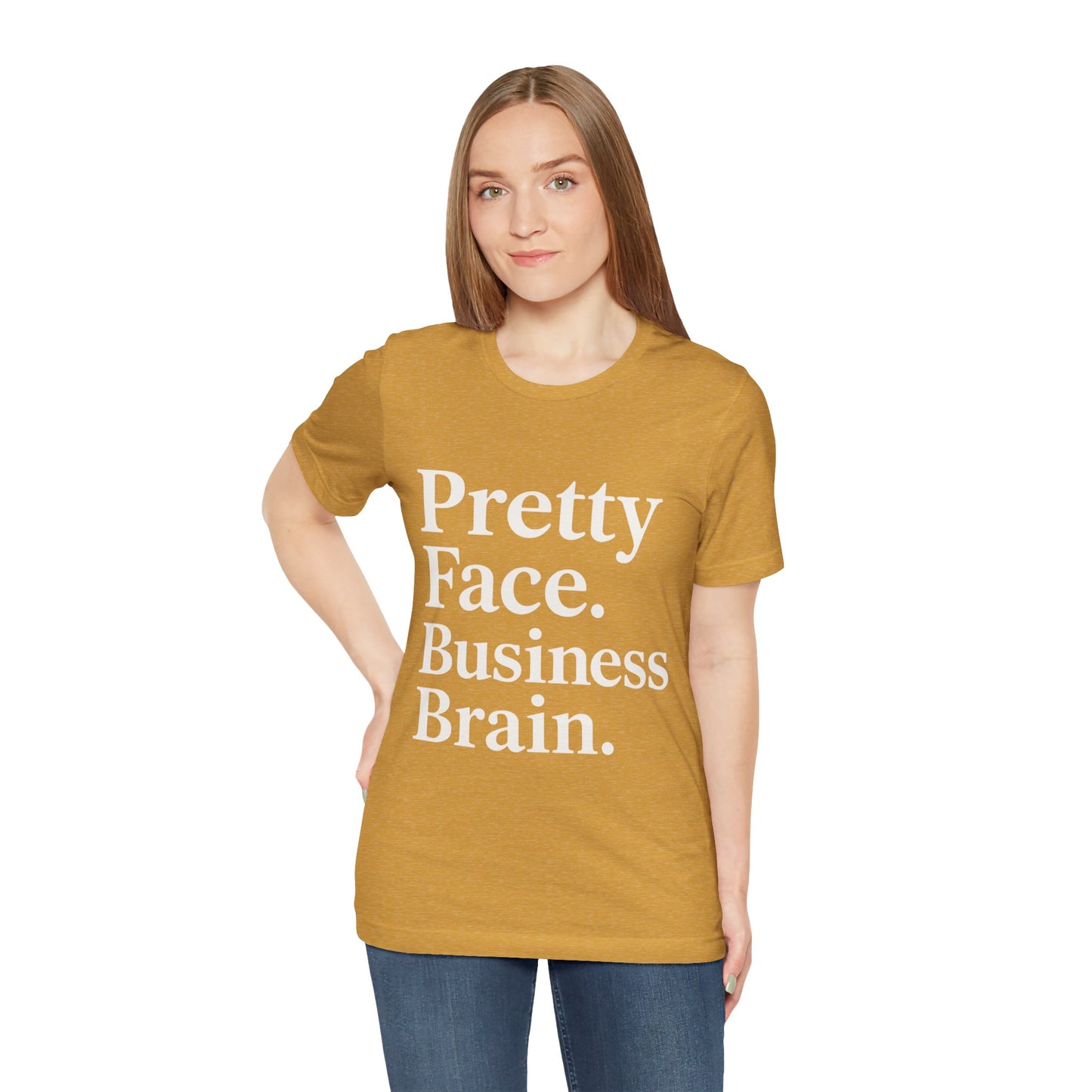 Pretty Face. Business Brain. | Unisex Short Sleeve Tee