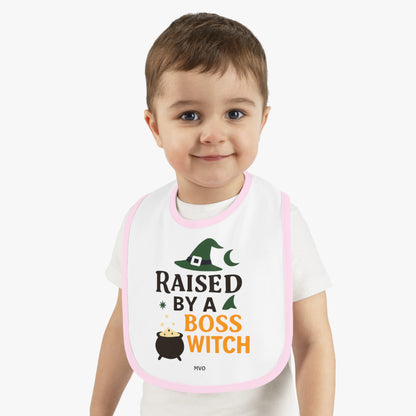 Raised by a Boss Witch | Halloween Themed Baby Bib