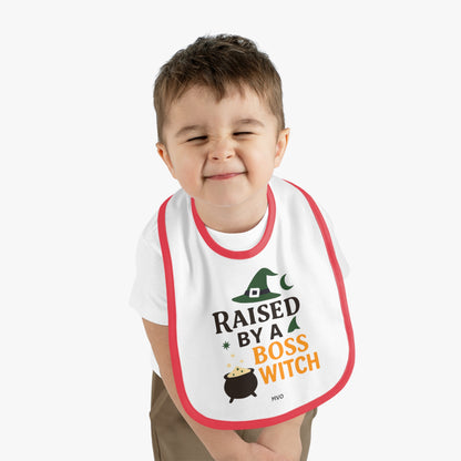 Raised by a Boss Witch | Halloween Themed Baby Bib