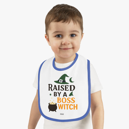 Raised by a Boss Witch | Halloween Themed Baby Bib