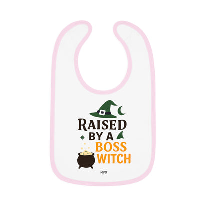 Raised by a Boss Witch | Halloween Themed Baby Bib