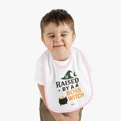 Raised by a Boss Witch | Halloween Themed Baby Bib