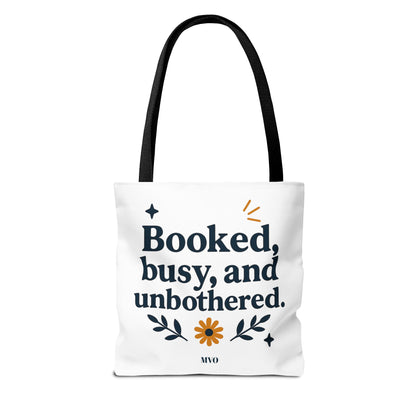 Booked, busy, and unbothered. | Tote Bag