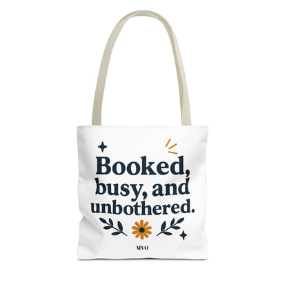 Booked, busy, and unbothered. | Tote Bag