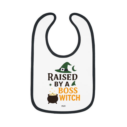Raised by a Boss Witch | Halloween Themed Baby Bib