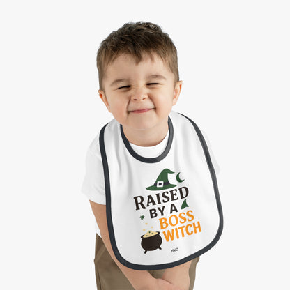 Raised by a Boss Witch | Halloween Themed Baby Bib