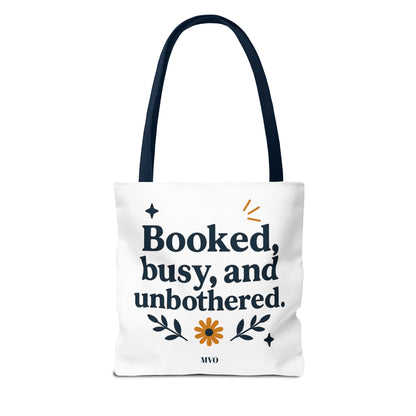 Booked, busy, and unbothered. | Tote Bag