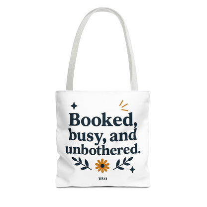 Booked, busy, and unbothered. | Tote Bag
