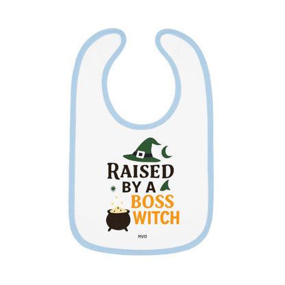 Raised by a Boss Witch | Halloween Themed Baby Bib