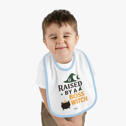 Raised by a Boss Witch | Halloween Themed Baby Bib