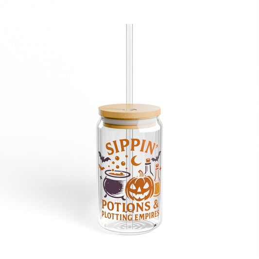 Sippin' potions & plotting empires | Halloween Sipper Glass, 16oz